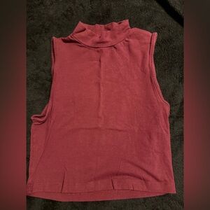 Sleeveless Mock Neck  crop Top - wine